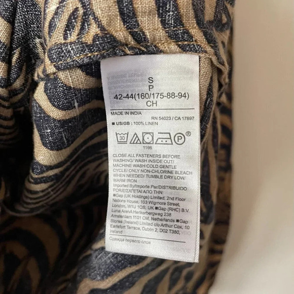 Banana Republic 100% Linen The Boxy Cropped Shirt Striped Zebra Size Small - Picture 7 of 9